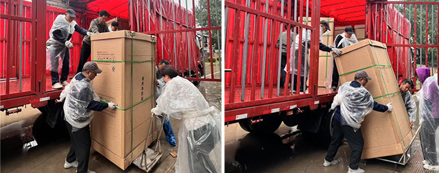 國鐵科林開水器暴雨天裝車發(fā)貨,服務(wù)不打烊